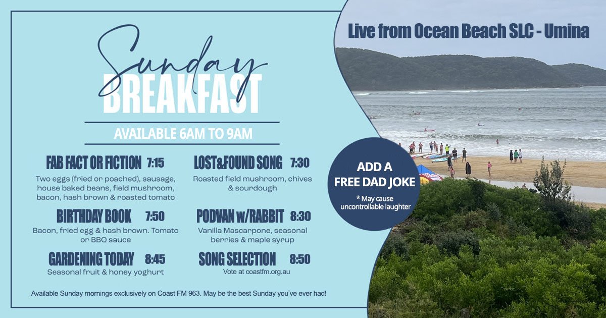 Next On Air Sunday, 12 October 2025, Morning 6:00am until 9:00am